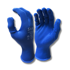 PVC Polka Dot Gloves Royal Blue